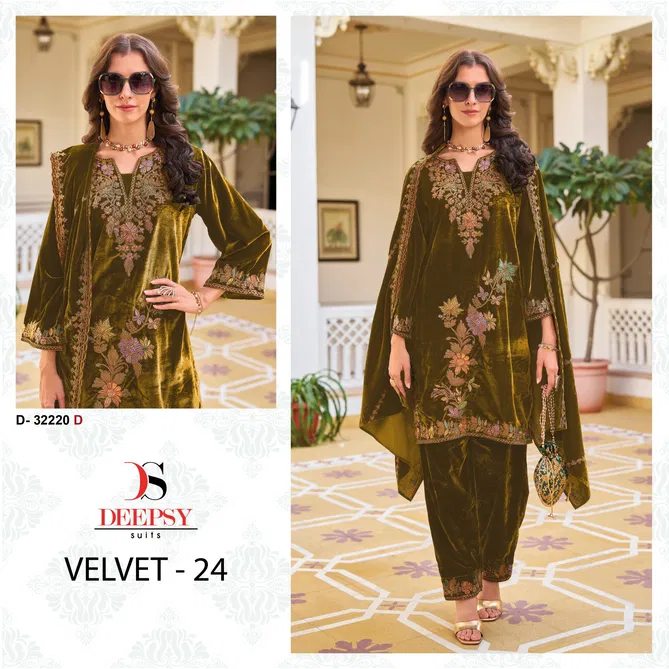 32220 Velvet 24 By Deepsy Suits Embroidery Velvet Pakistani Suits Exporters In India